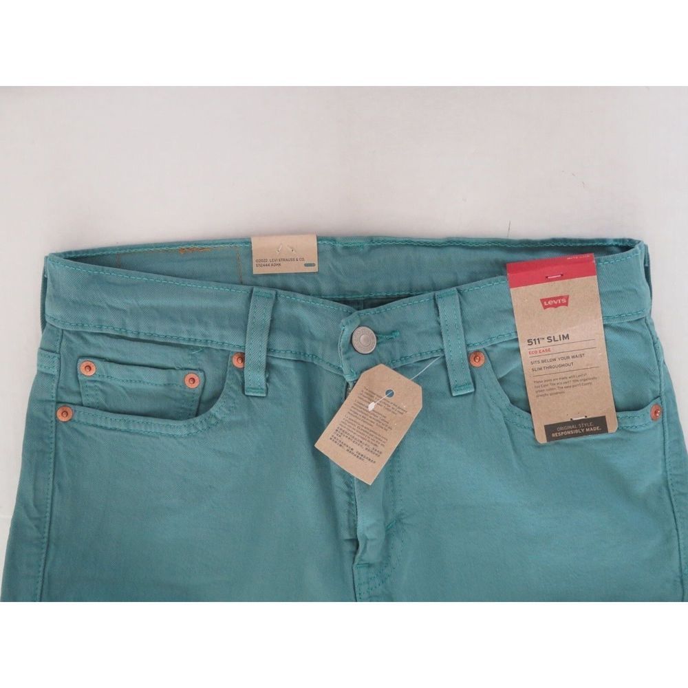 Levi's 511 Men's Sz 29x32 Teal Slim Fit Eco Ease Jean Pants - Picture 4 of 6